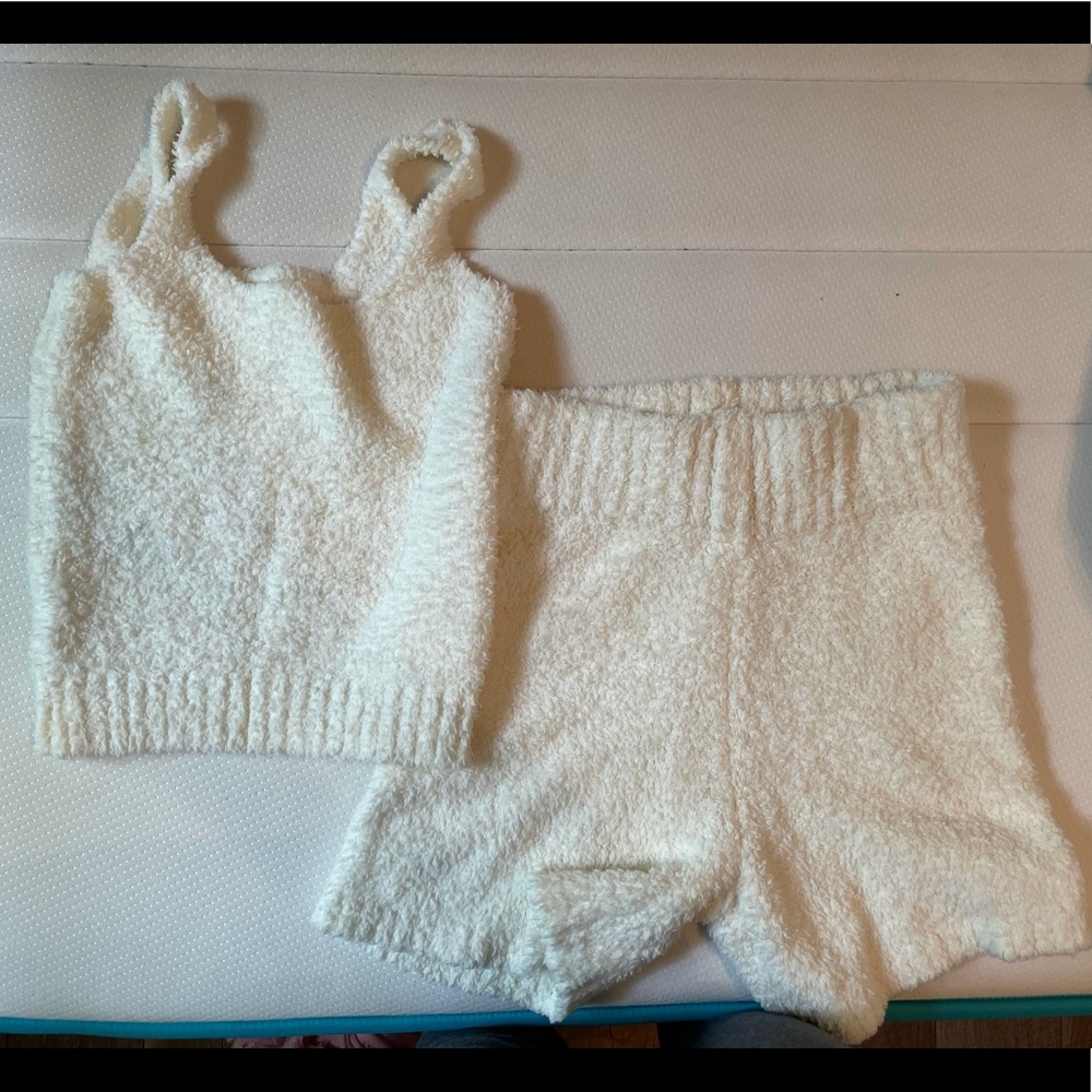 SKIMS Cream Cozy Tank & Shorts Loungewear Set